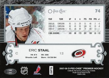 2007-08 O-Pee-Chee Premier #74 Eric Staal Back