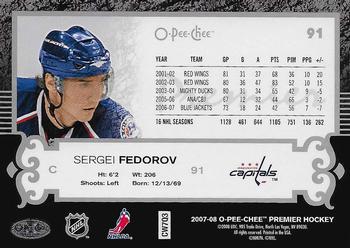 2007-08 O-Pee-Chee Premier #91 Sergei Fedorov Back
