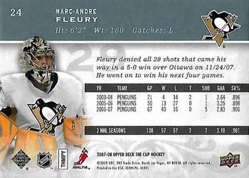 2007-08 Upper Deck The Cup #24 Marc-Andre Fleury Back