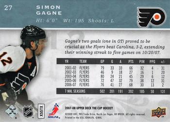 2007-08 Upper Deck The Cup #27 Simon Gagne Back