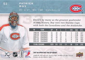 2007-08 Upper Deck The Cup #51 Patrick Roy Back