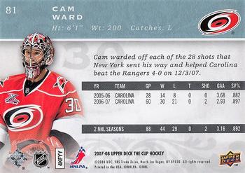 2007-08 Upper Deck The Cup #81 Cam Ward Back