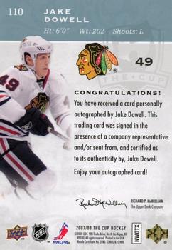2007-08 Upper Deck The Cup #110 Jake Dowell Back
