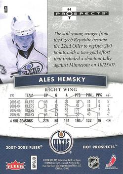 2007-08 Fleer Hot Prospects #1 Ales Hemsky Back