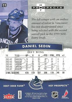 2007-08 Fleer Hot Prospects #20 Daniel Sedin Back