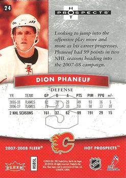 2007-08 Fleer Hot Prospects #24 Dion Phaneuf Back