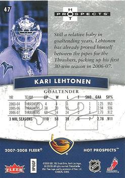 2007-08 Fleer Hot Prospects #47 Kari Lehtonen Back