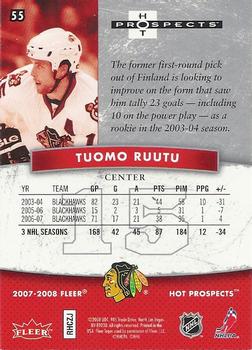 2007-08 Fleer Hot Prospects #55 Tuomo Ruutu Back