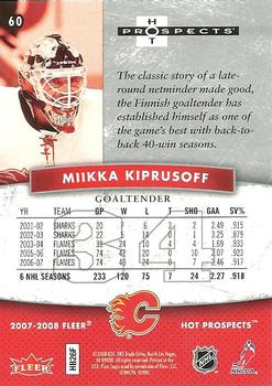 2007-08 Fleer Hot Prospects #60 Miikka Kiprusoff Back