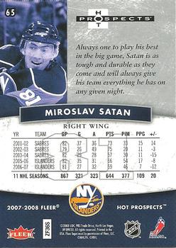 2007-08 Fleer Hot Prospects #65 Miroslav Satan Back