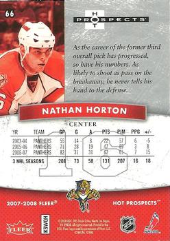2007-08 Fleer Hot Prospects #66 Nathan Horton Back
