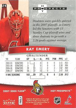 2007-08 Fleer Hot Prospects #79 Ray Emery Back