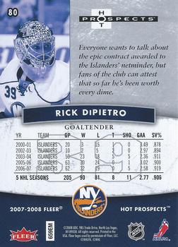 2007-08 Fleer Hot Prospects #80 Rick DiPietro Back