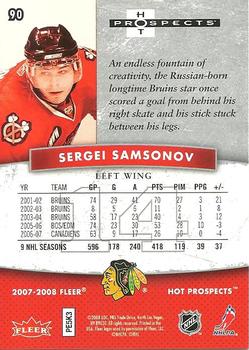 2007-08 Fleer Hot Prospects #90 Sergei Samsonov Back