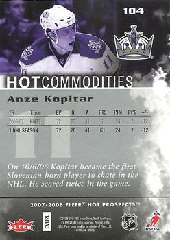 2007-08 Fleer Hot Prospects #104 Anze Kopitar Back