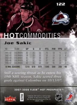 2007-08 Fleer Hot Prospects #122 Joe Sakic Back