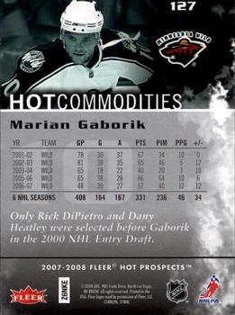 2007-08 Fleer Hot Prospects #127 Marian Gaborik Back