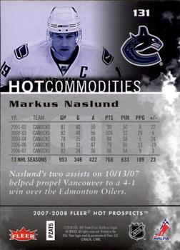 2007-08 Fleer Hot Prospects #131 Markus Naslund Back