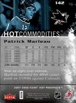 2007-08 Fleer Hot Prospects #142 Patrick Marleau Back
