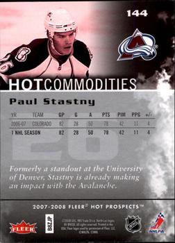 2007-08 Fleer Hot Prospects #144 Paul Stastny Back