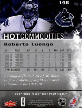 2007-08 Fleer Hot Prospects #148 Roberto Luongo Back