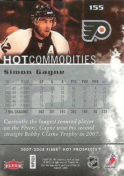 2007-08 Fleer Hot Prospects #155 Simon Gagne Back