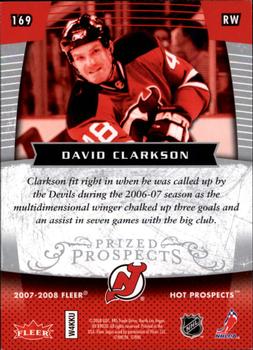 2007-08 Fleer Hot Prospects #169 David Clarkson Back