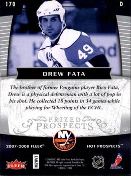 2007-08 Fleer Hot Prospects #170 Drew Fata Back