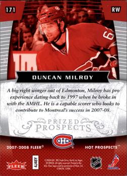 2007-08 Fleer Hot Prospects #171 Duncan Milroy Back