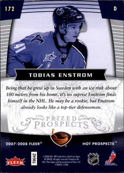 2007-08 Fleer Hot Prospects #172 Tobias Enstrom Back