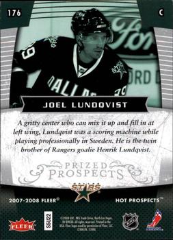 2007-08 Fleer Hot Prospects #176 Joel Lundqvist Back