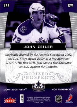 2007-08 Fleer Hot Prospects #177 John Zeiler Back
