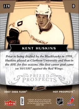 2007-08 Fleer Hot Prospects #179 Kent Huskins Back