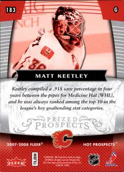 2007-08 Fleer Hot Prospects #183 Matt Keetley Back