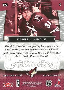 2007-08 Fleer Hot Prospects #192 Daniel Winnik Back