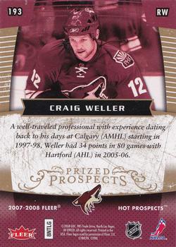 2007-08 Fleer Hot Prospects #193 Craig Weller Back