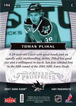 2007-08 Fleer Hot Prospects #194 Tomas Plihal Back