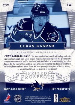 2007-08 Fleer Hot Prospects #239 Lukas Kaspar Back