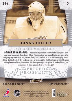 2007-08 Fleer Hot Prospects #246 Jonas Hiller Back