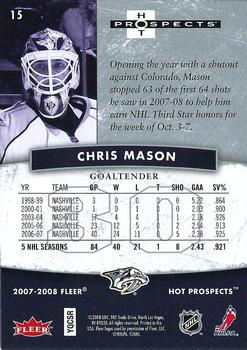 2007-08 Fleer Hot Prospects #15 Chris Mason Back