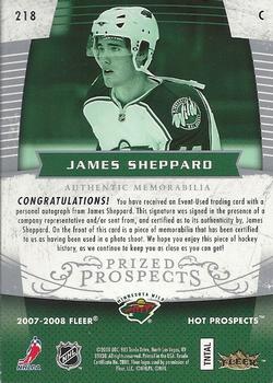 2007-08 Fleer Hot Prospects #218 James Sheppard Back