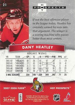 2007-08 Fleer Hot Prospects #21 Dany Heatley Back