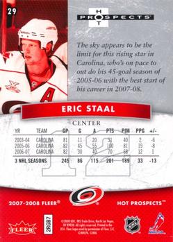 2007-08 Fleer Hot Prospects #29 Eric Staal Back