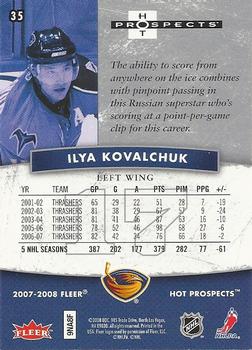 2007-08 Fleer Hot Prospects #35 Ilya Kovalchuk Back