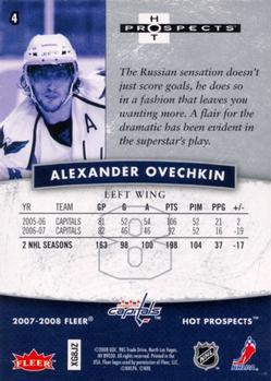 2007-08 Fleer Hot Prospects #4 Alexander Ovechkin Back