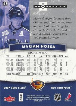 2007-08 Fleer Hot Prospects #52 Marian Hossa Back