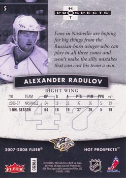 2007-08 Fleer Hot Prospects #5 Alexander Radulov Back