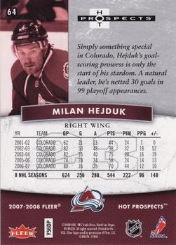 2007-08 Fleer Hot Prospects #64 Milan Hejduk Back