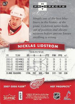 2007-08 Fleer Hot Prospects #67 Nicklas Lidstrom Back