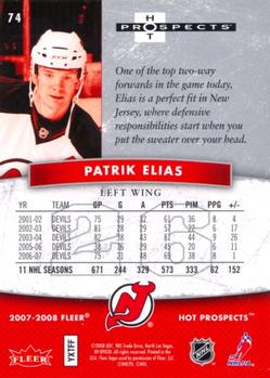 2007-08 Fleer Hot Prospects #74 Patrik Elias Back